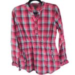 Bit & Bridle Womens Flannel Shirt 100% Cotton Cinch Waist Plaid Purple Pink M Photo 0