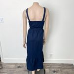 Frank And Oak [] Navy Blue Ruffle Hem Faux Button Down Midi Dress NWT Size XL Photo 2