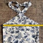 Abercrombie & Fitch π NWT Blue & White Linen Blend Print Halter Crop Top Size M Photo 3