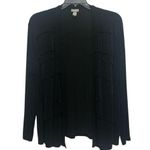 Chico's Travelers Tiered Open Front Cardigan Size XL Black Liquid Knit Slinky Photo 0