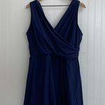 LANDS END Tummy Control Surplice Wrap Swim Dress One Piece Swimsuit Navy Size 18 Blue Photo 5