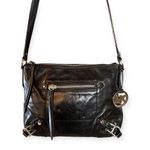 Michael Kors Black Leather Crossbody Messenger Bag Shoulder Handbag 9”x12” Purse Photo 6