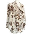 Easy Spirit  100% Linen Hawaiian Jacket Wooden Bead Accents Womens Medium Photo 1
