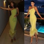 House Of CB  ‘Alessia’ Lime yellow neon Midi Dress NWOT‎ size M Photo 12