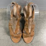 Donald J. Pliner (8) Y2K Tavish Tan Leather Strappy Stack Wood Heel Sandal Shoes Photo 5