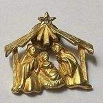 Avon Lapel Tack Pin Gold Tone Religious Nativity Scene Christmas Photo 0