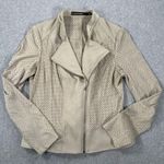 Iris Setlakwe Perforated Suede Moto Jacket Zip Up Women's 8 Beige Long Sleeve Tan Photo 0