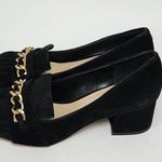 Karl Lagerfeld  Paris Black Suede Kiltie Block Heel Square Toe Pumps Size 6½ Photo 5