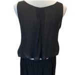 Gracia Black Cocktail Dress Medium Minimalist Cutout Pleated Sheer LBD Adjustable Photo 6