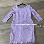 Adrianna Papell  Lilac Light Purple Lace Quarter Sleeve High Neck Formal Dress 14 Photo 4