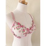 Floral Lace Underwire Bra Medium Sheer Embroidered Dainty Pink Photo 4