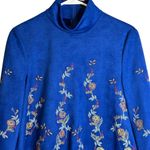 ZARA  Blue‎ Embroidered Faux Suede Top XS Photo 2