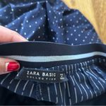 ZARA , navy blue and white polka dot straight leg/slim pants Photo 4