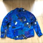 Bobbie & Brooks Vintage 1980’s Bobbie Brooks Abstract Print Button Up Shirt Blue Medium Photo 1