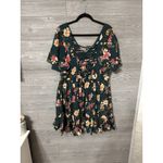 Torrid 2 Dress Real Green Floral Challis Tiered Skater Corset Back Plus Strappy Photo 2