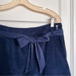 Garnet Hill  • navy blue corduroy skirt lace hem bow waist sash belt a-line mini Photo 1