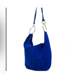 MARLON Suede Ring Hobo Bag Blue Photo 1