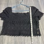 Free People  Dark Gray Lace Short Sleeve Tank Top/Crop Top; XS Women's Photo 2