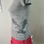 American Eagle  Vintage Y2K Baby Tee Preppy Bella Swan Tight Gray Womens‎ Size S Photo 3
