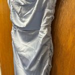 Here Comes the Sun NEW  In Blooms Off Shoulder Satin Maxi Dress Blue Large L NWT Photo 4