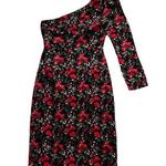 Club Monaco Red Rose Floral Velvet One Sleeve Sheath Dress Fancy Party Women’s 0 Photo 0