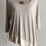 Soft Surroundings  Silk Trim Asymmetrical Beige Tunic Size Medium Petite Photo 0