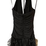 Gunne Sax Vintage Black Halter Dress Size1 Satin Lace Y2K Goth Whimsigoth Fairy Photo 4