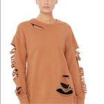 Alo Yoga  Fade Distressed Pullover Crewneck Sweatshirt Womens Small Tan Photo 7