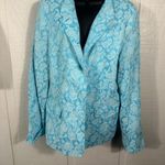 Dialogue  Womens  Blue Floral Button Up Blazer Size Large EUC Photo 1