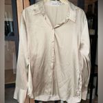 Abercrombie & Fitch Abercrombie satin button down shirt long sleeve top champagne beige metallic Photo 1