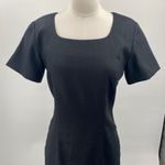 Vintage 90s Linen Mini Sheath Dress Short Sleeve Square Neck Black Womens XS Photo 2