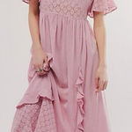 Free People  Ethereal Bohemian Bring The Romance Midi Maxi Dress Pink Medium Photo 0