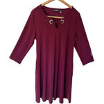 Nina Leonard Miracle Matte Jersey Tunic Dress Pockets Womens Size L Burgundy Photo 0