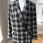 Forever 21  Black Yellow Plaid Double Breasted Blazer Oversized Jacket Sz Small Photo 0