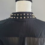Mossimo Black Sheer Button Down Studded Collar Top M Size M Photo 3