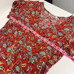 Prairie style fall dress small floral print short sleeved dress v Photo 7