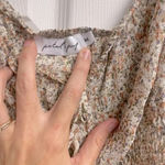 Petal and Pup  Neutral Beige Floral Smocked Y2K Boho Crop Top Size Medium Photo 3