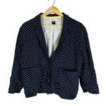 Mango  Suit Navy White Polka Dot Button Front Bomber Jacket Womens L Photo 0