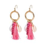 A New Day Cowrie Shell Open Hoop Pink Earrings NWT Photo 0