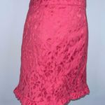 Free People  Coral Pink Floral Lace Ruffle Short Mini Skirt 4 Photo 2