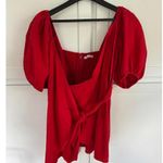 Abercrombie & Fitch Abercrombie Red Puff Sleeve Wrap Mini Dress size LP Photo 0