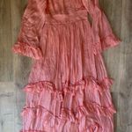 Free People   Maxi Dress Peach Sparkle Pink Ruffle Boho Gown NWT $350 S  Photo 11