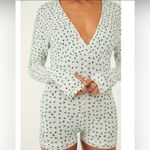 Free People  Intimately White Long Sleeve Shorts Romper Floral V-Neck Buttons EUC Photo 2