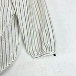 Veronica Beard Roca Top Size 0 White Metallic Stripe Button Front V-Neck Photo 3