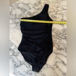 NWT J Crew Ruched Swimsuit Reg Rise Sz L One Shoulder Shelf Bra Black w Liner Size L Photo 9
