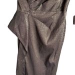 Rickie Freeman Teri Jon Bronze One Shoulder Jacquard Peplum Formal Gown 16 Silver Photo 5