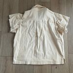On Twelfth Women's Cream Denim Flutter Sleeve Button Down Sz L Photo 1