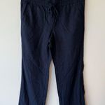 Ann Taylor Mid Rise Drawstring Pull On Sweatpants Linen Black Women's Medium Photo 0