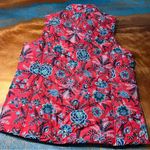 Lands' End 600 fill Down Puffer Vest XL full zip winter floral print red bandana Photo 1
