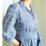 Vintage 70s Womens Dress Graphic Print Size M Gray Purple Day Dress Retro Blue Photo 1